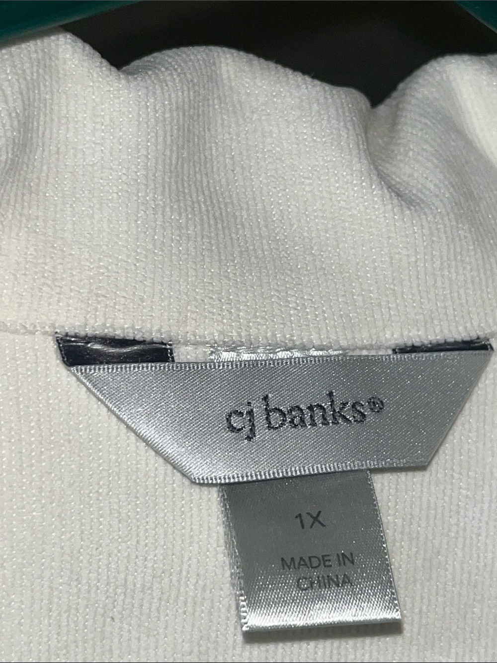 CJ Banks Cream Zip-Front Utility Jacket with Ruffle Collar - Picture 2 of 5